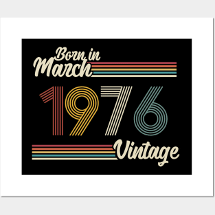 Vintage Born in March 1976 Posters and Art